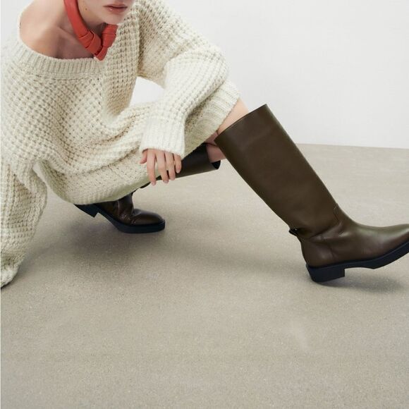 ZARA FLAT KNEE HIGH BOOTS - Picture 6 of 8